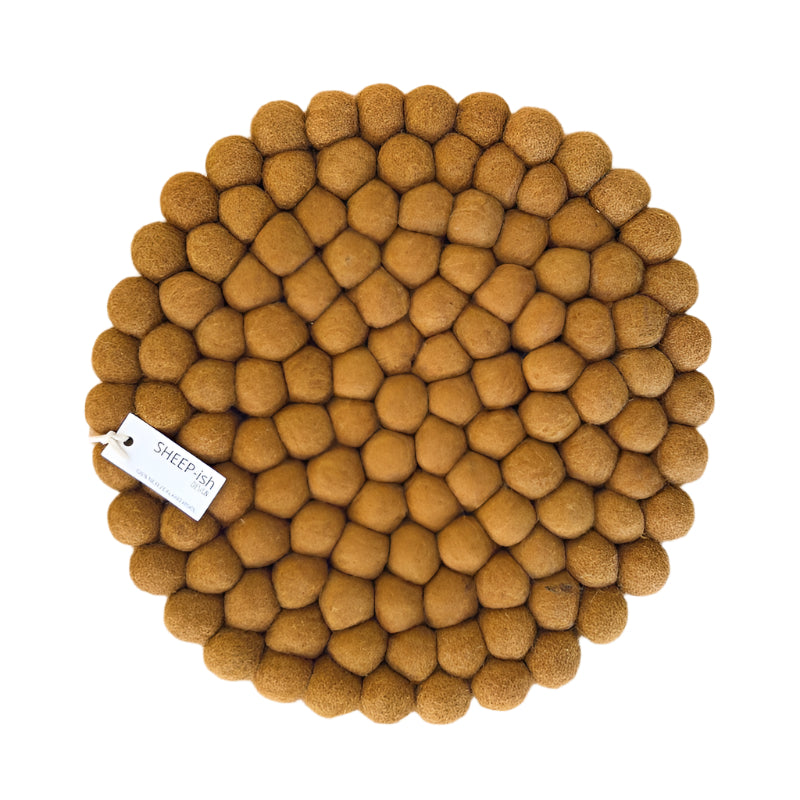 Felt Ball Pot Stands Ochre 26cm
