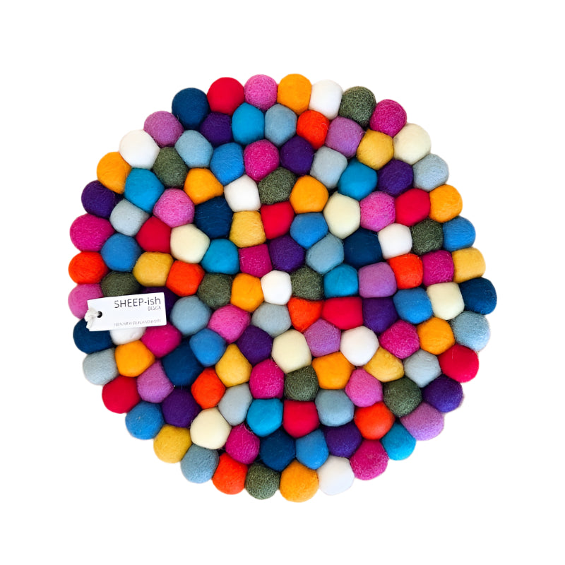 Felt Ball Pot Stands Rainbow 26cm