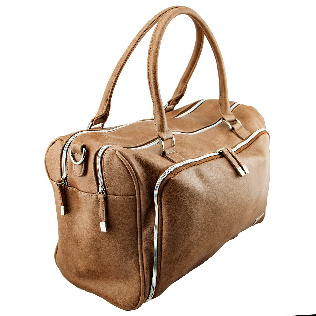 Double Zip Satchel - Latte