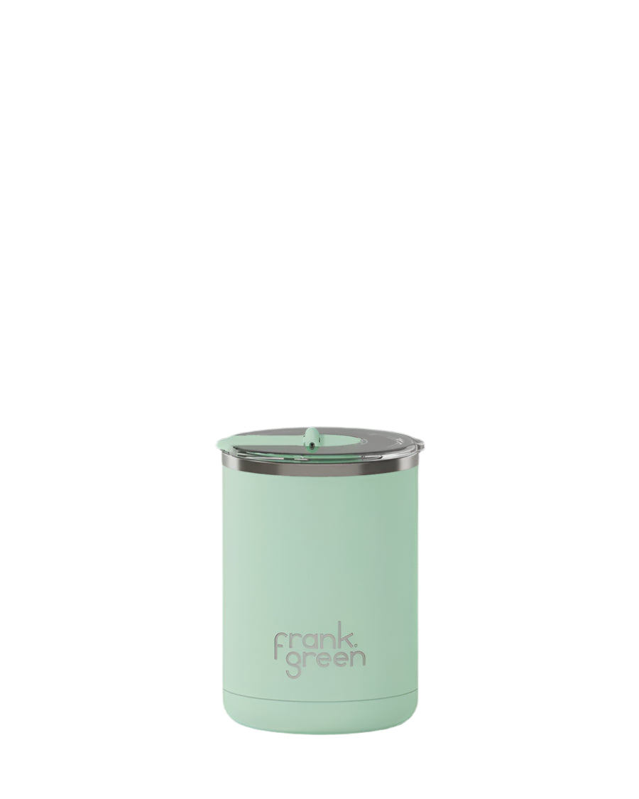 Ceramic Coffee Cup w Hinged Lid Mint Gelato