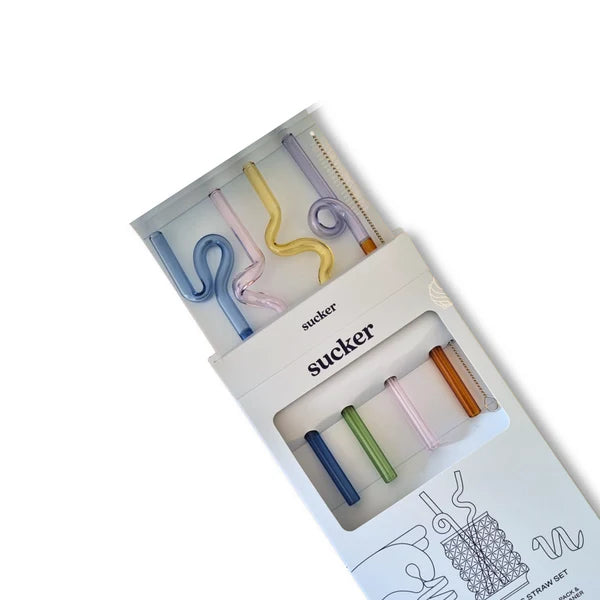 Curly Glass Straws Multi