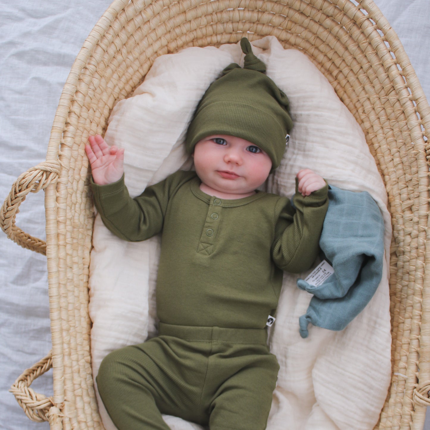 Henley Rib Long Sleeve Bodysuit - Olive