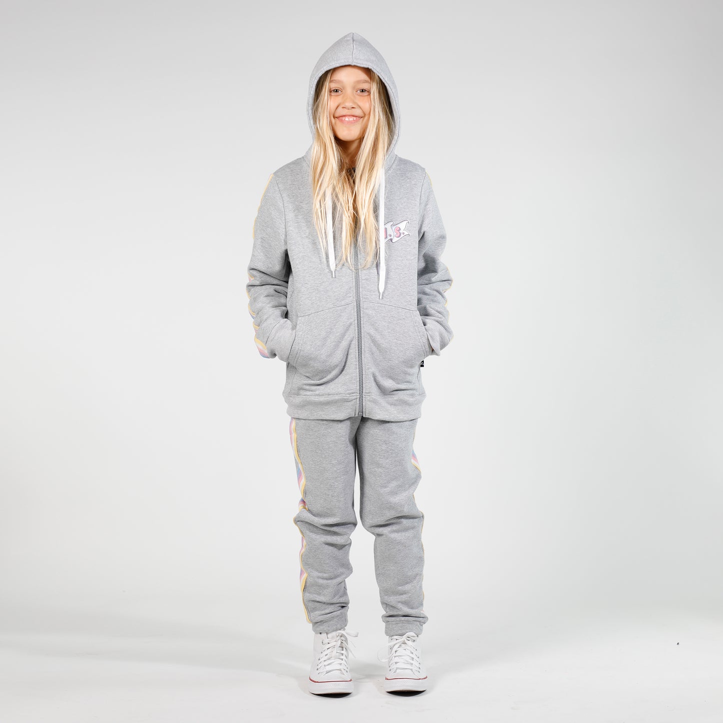Girls Zip Hood Greymarle
