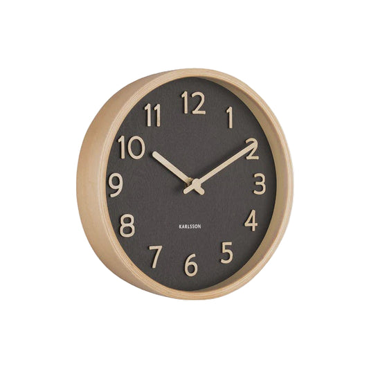Pure Wood Grain Wall Clock Black