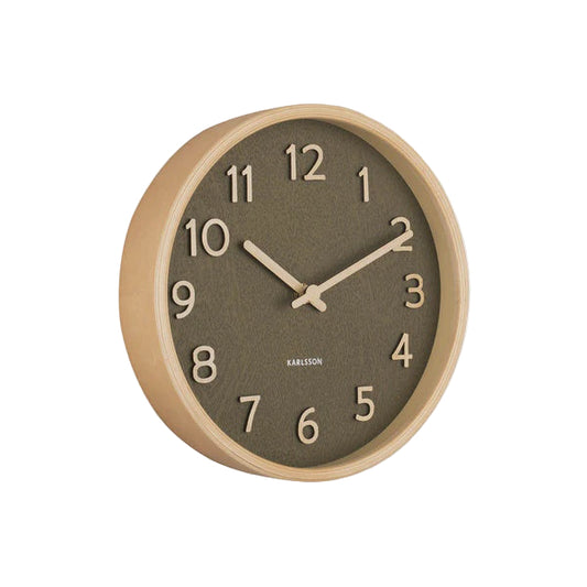 Pure Wood Grain Wall Clock Moss Green