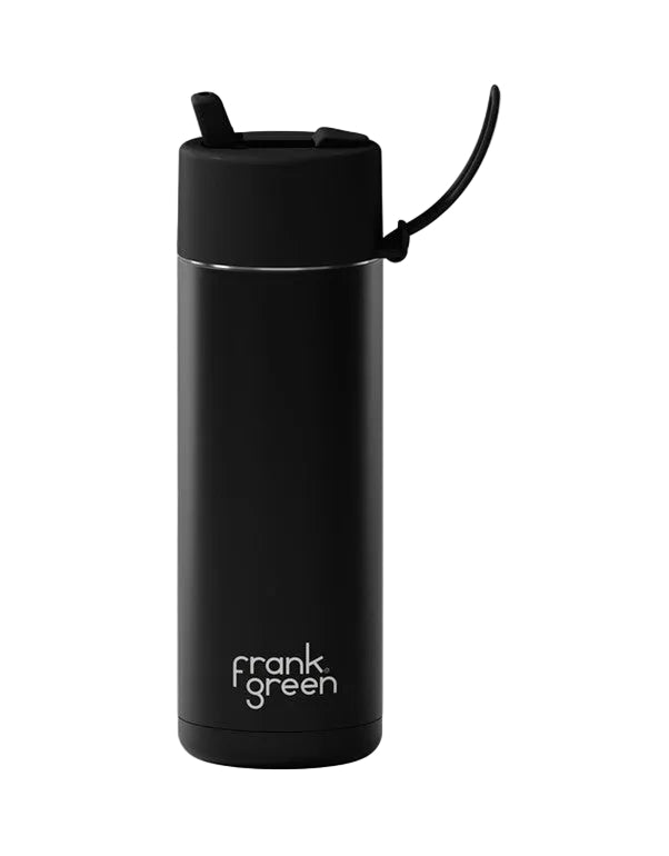 Ceramic Bottle w Flip Straw Lid 595ml Midnight