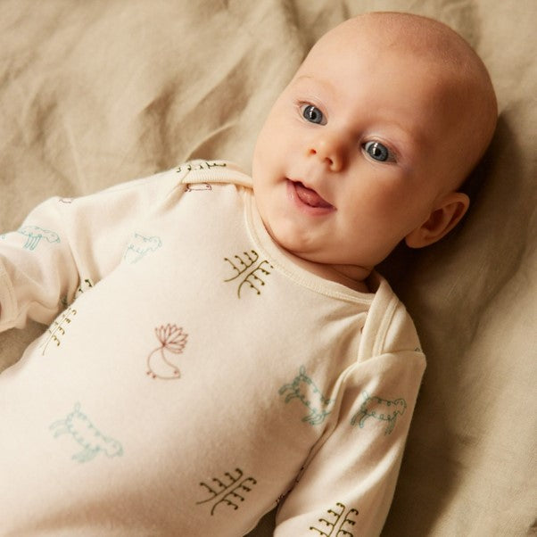 Cotton Long Sleeve Bodysuit Nature Baby Print