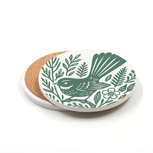 Coaster Woodcut Fantail Ceramic