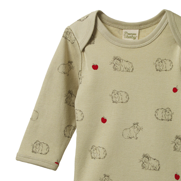 Cotton Long Sleeve Bodysuit Guinea Pig Gala