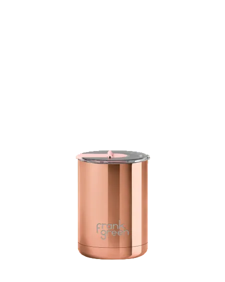 Ceramic Coffee Cup w Hinged Lid Rose Gold