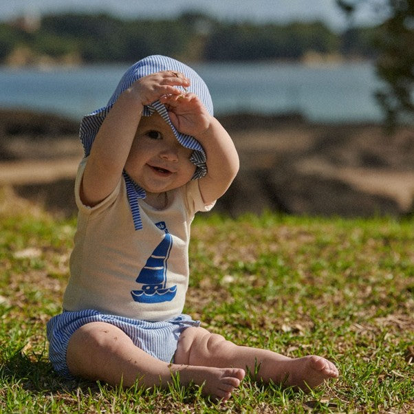 Stretch Jersey SS Bodysuit Sailboat