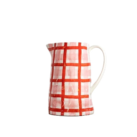 Med Jug Rose Pink & Red Gingham