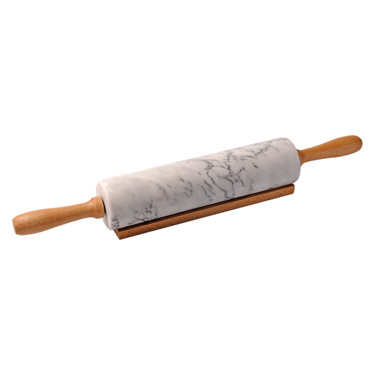Grey Marble Rolling Pin w/Wood Base