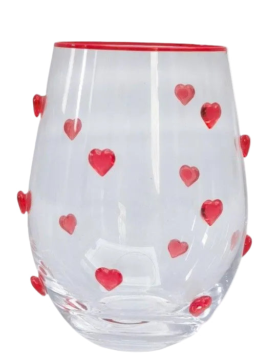 Kaya Heart Stemless Glass Red