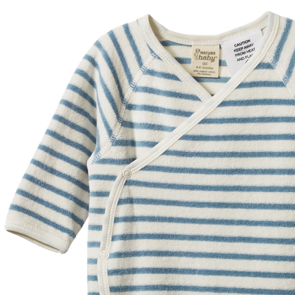Kimono Stretch & Grow Terry Powder Blue Stripe