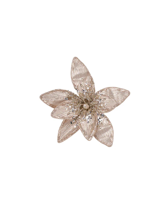Champagne Fabric Flower Clip Small
