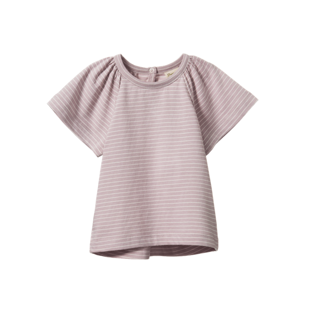 Faye Tee Lilac Natural Pinstripe