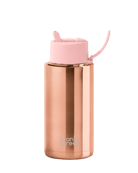 Ceramic Bottle w Flip Straw Lid 1L Rose Gold