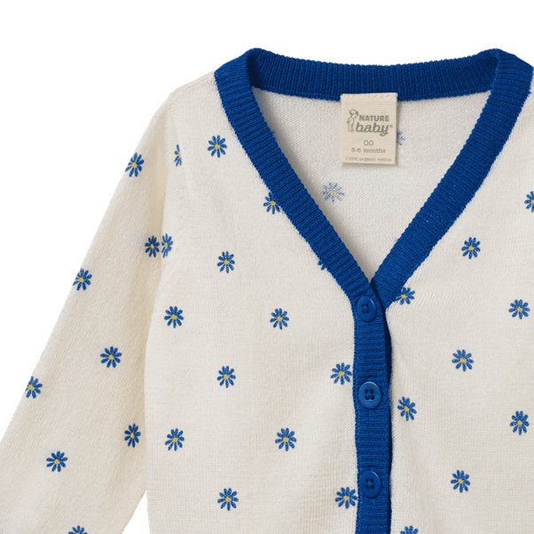 Light Cotton Knit Cardigan Daisy Daze Blue