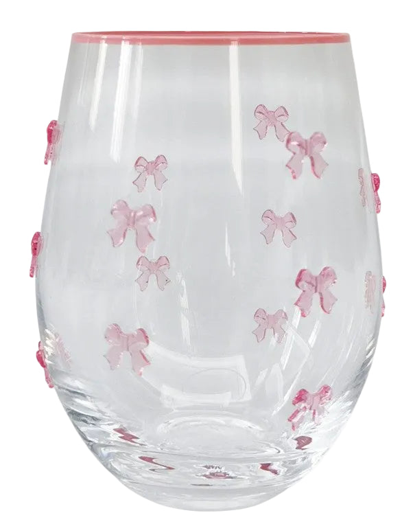 Kaya Bow Stemless Glass Pink