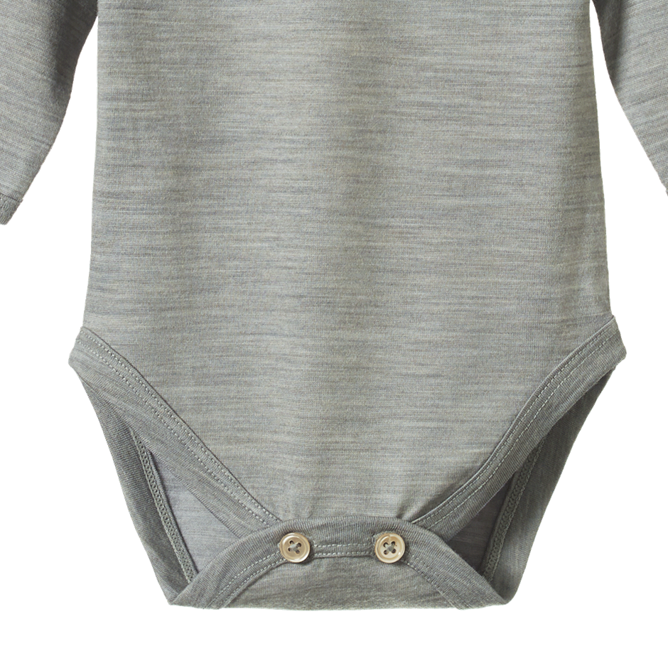 Merino Long Sleeve Bodysuit Grey Marl