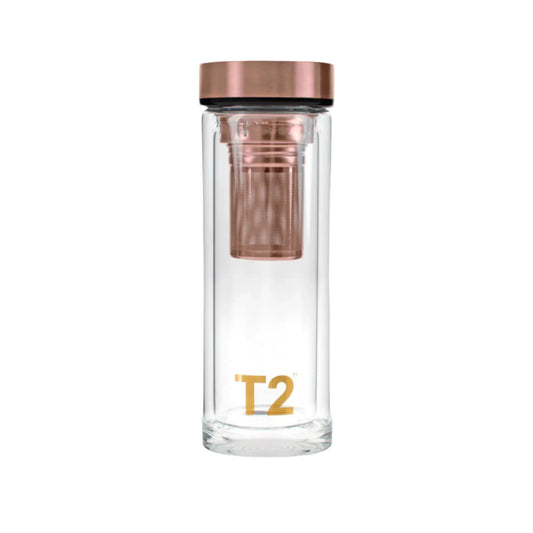 T2 Double Walled Glass Flask Rose Gold