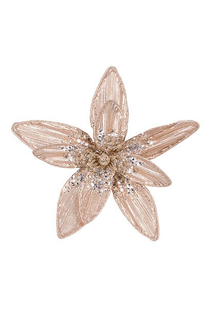 Champagne Fabric Flower Clip Large