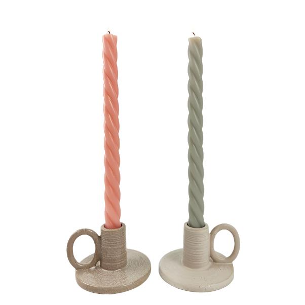 Swirl Pillar Vanilla Candle Set2 Rose & Smoke