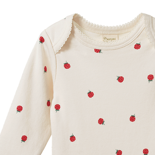 Cotton Long Sleeve Bodysuit Raspberry