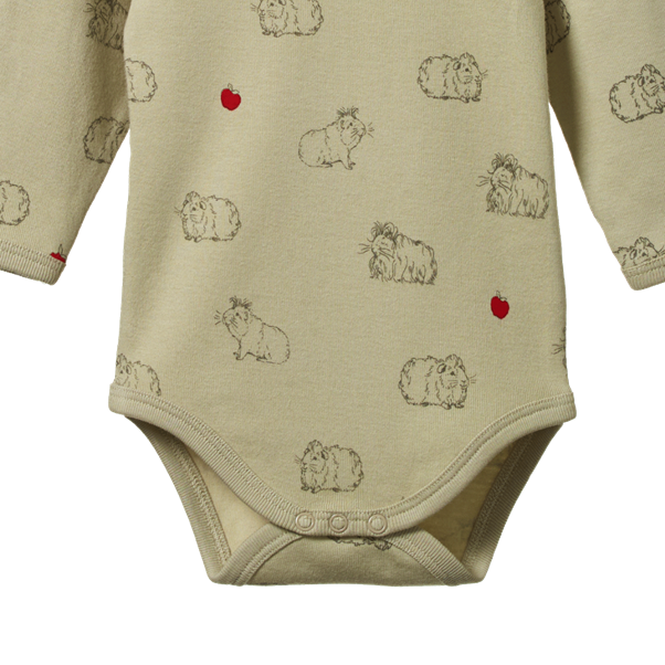 Cotton Long Sleeve Bodysuit Guinea Pig Gala