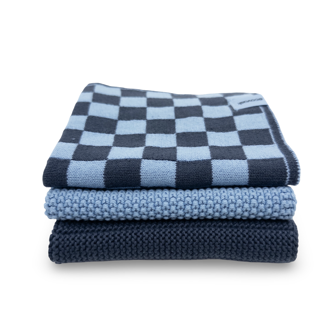Dishcloth 3 Pack Cornflower Navy Chequer