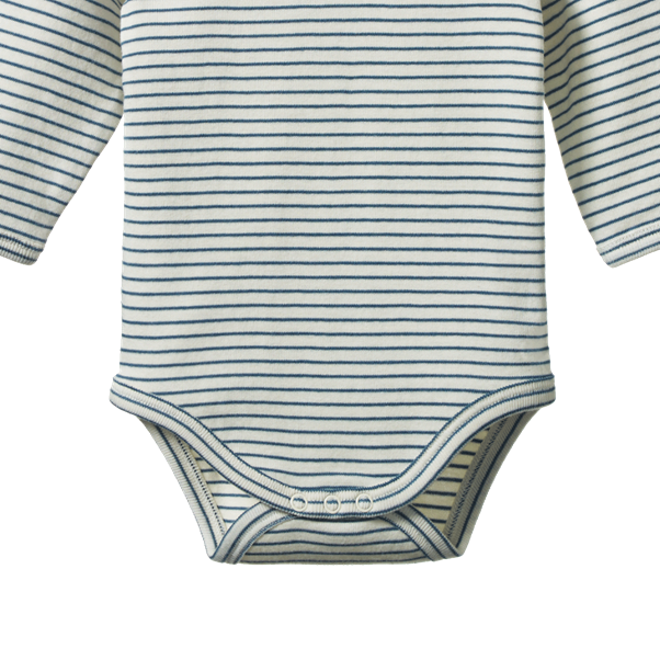 Cotton Long Sleeve Bodysuit Teal Stripe
