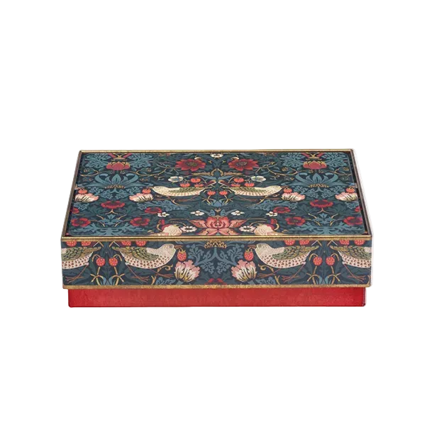 Green Strawberry Thief Medium Square Corner Tin