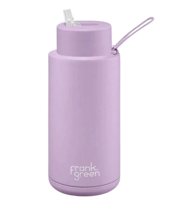 Ceramic Bottle w Flip Straw Lid 1L Lilac Haze