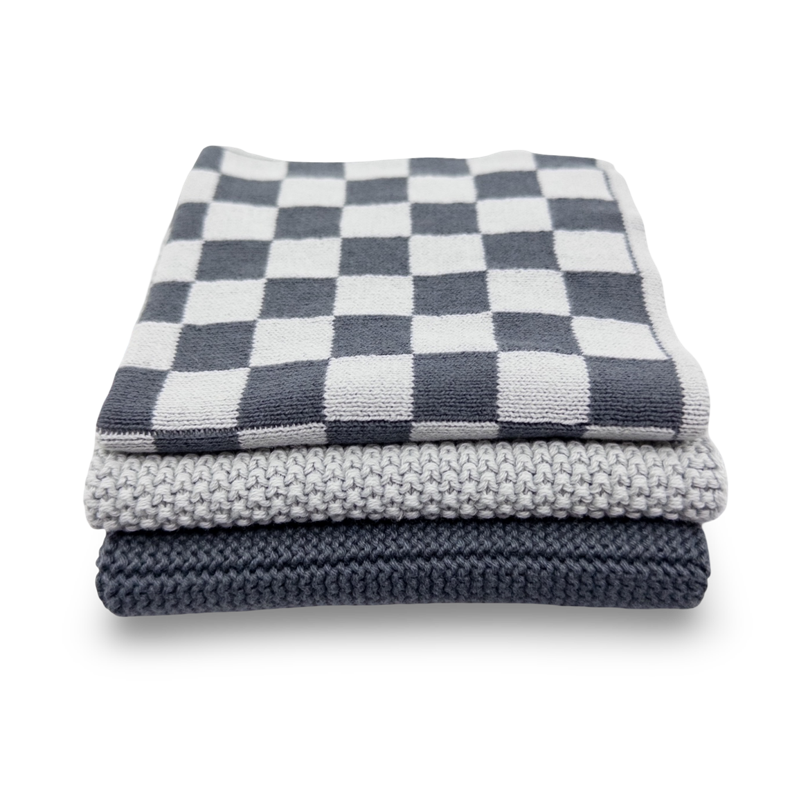 Dishcloth 3 Pack Graphite Lunar Chequer