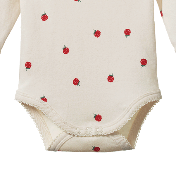 Cotton Long Sleeve Bodysuit Raspberry