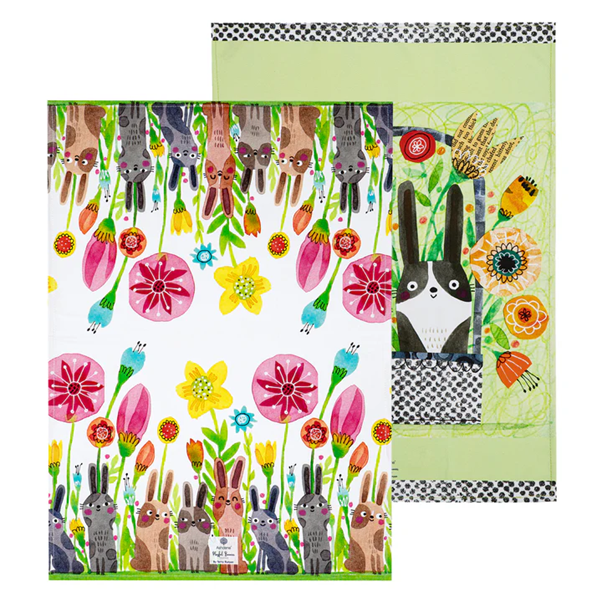 Playful Bunnies 2pk Kitchen Towel