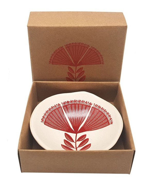 Red Pohutukawa Lace On White