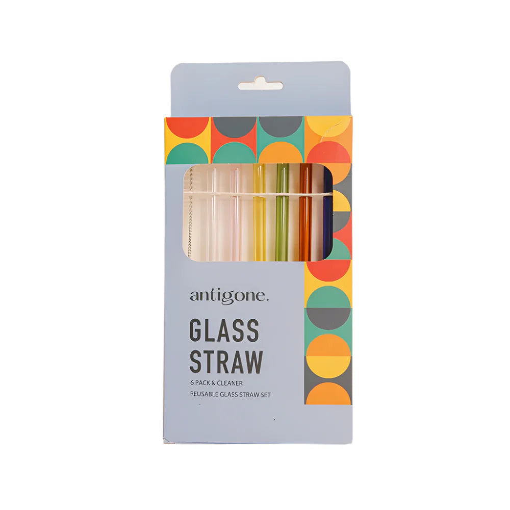 Reusable Glass Straws Set6 Short Multi