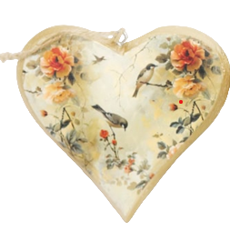 Wooden Heart Hangers Birds
