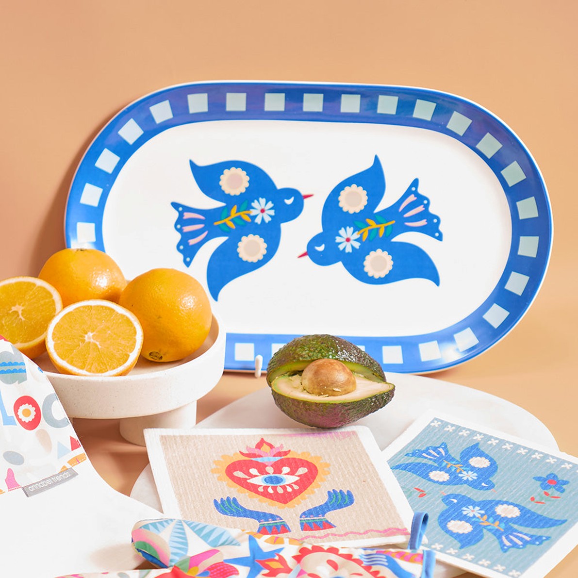 Ceramic Serving Platter Fiesta Bird