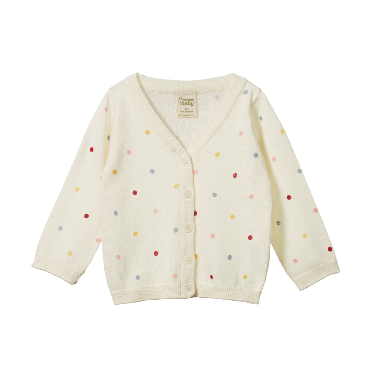 Light Cotton Knit Cardigan Polka Dot Dusky