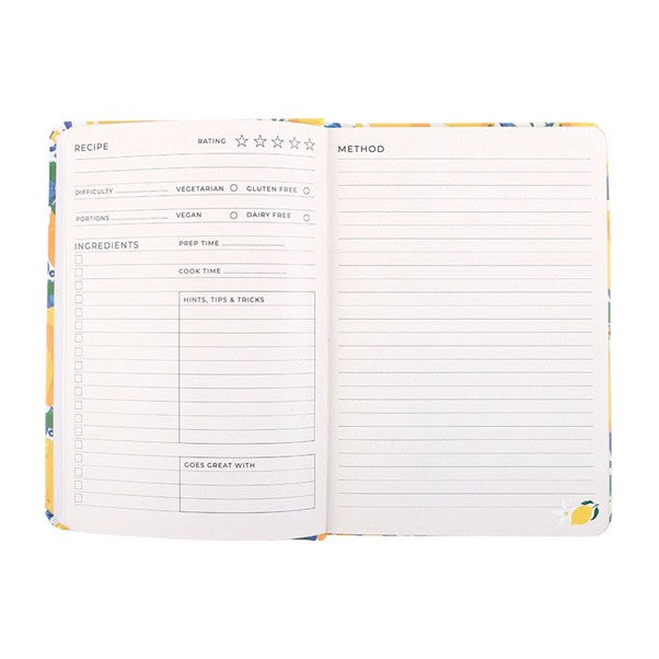 Lemon Print Recipe Journal