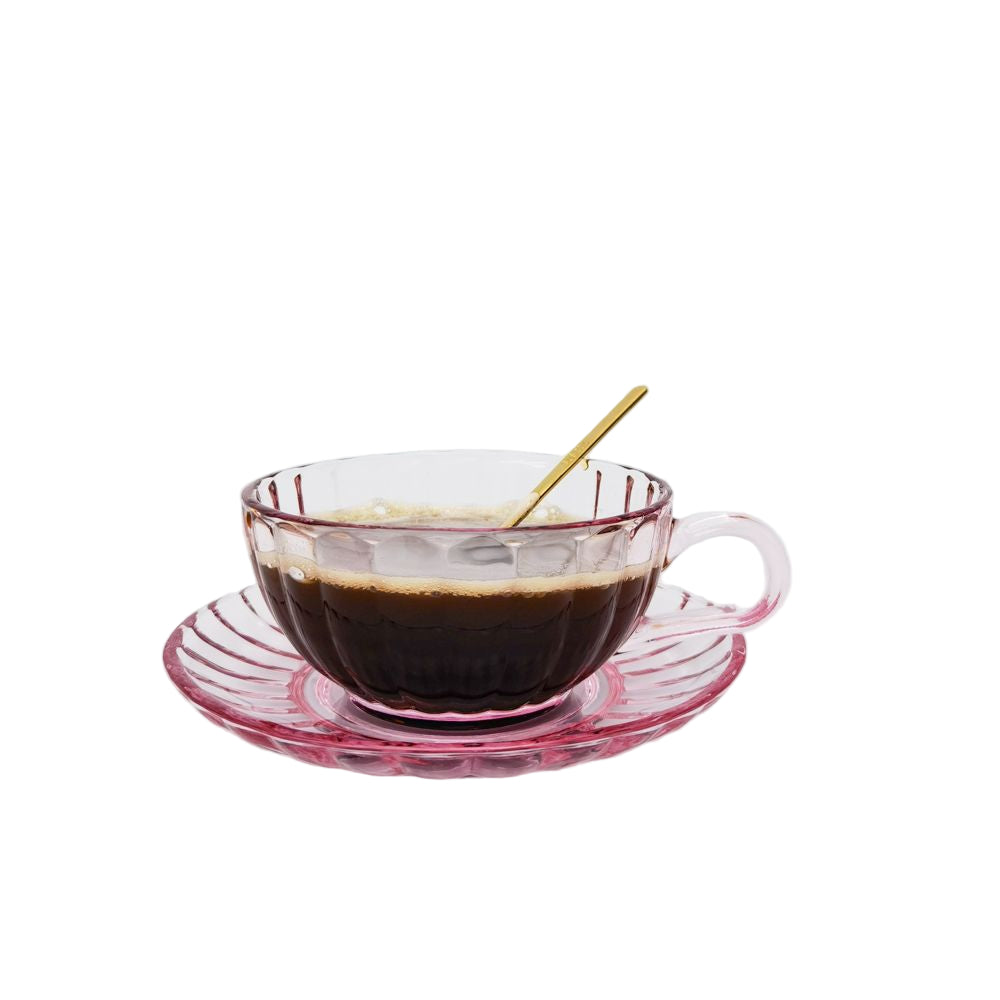 Maisy Glass Tea Cup Set Pink