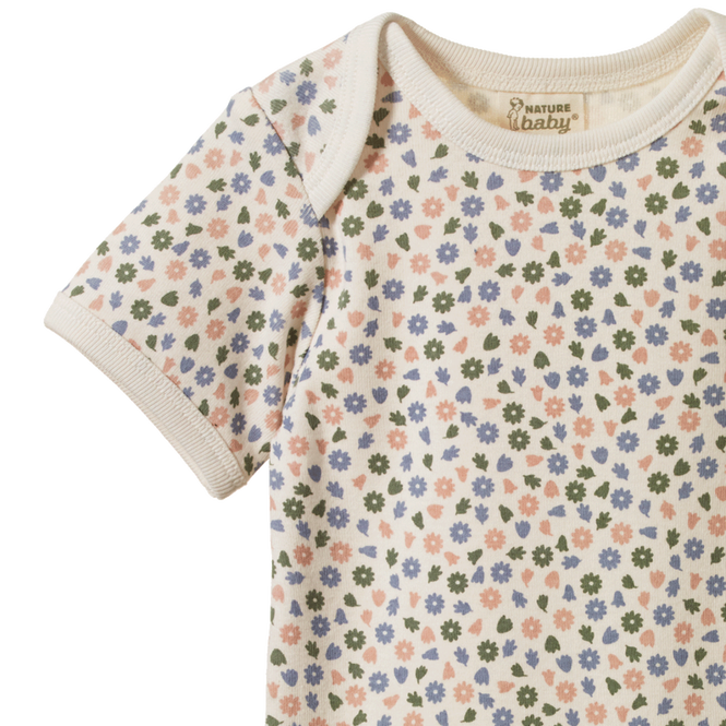 Cotton Short Sleeve Bodysuit Chamomile Blooms