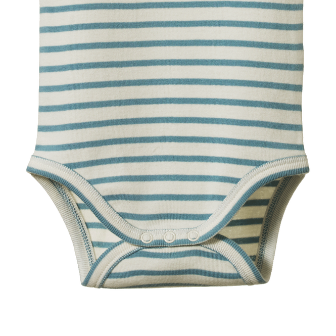 Cotton Short Sleeve Bodysuit Mineral Sailor Stripe
