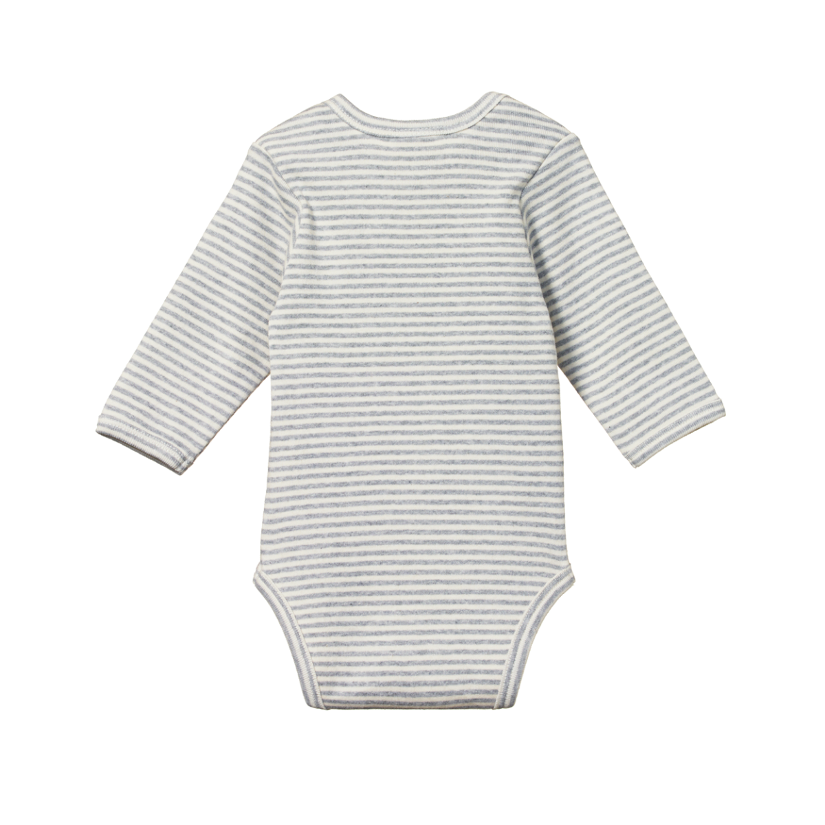 Cotton Long Sleeve Bodysuit Grey Marl Stripe