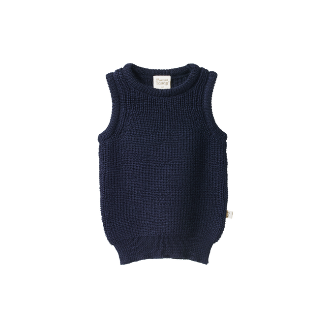Merino Chunky Knit Vest Navy