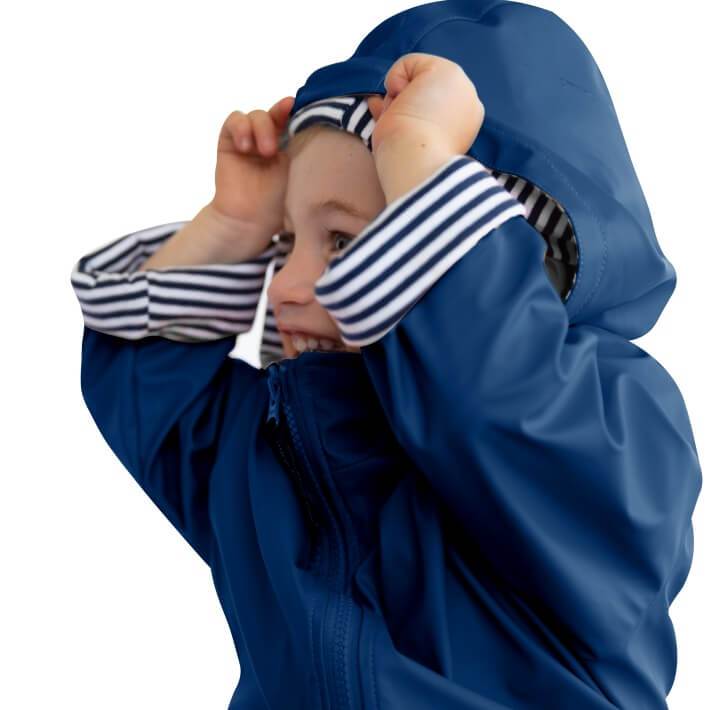 Navy Blue Zip Unisex Raincoat