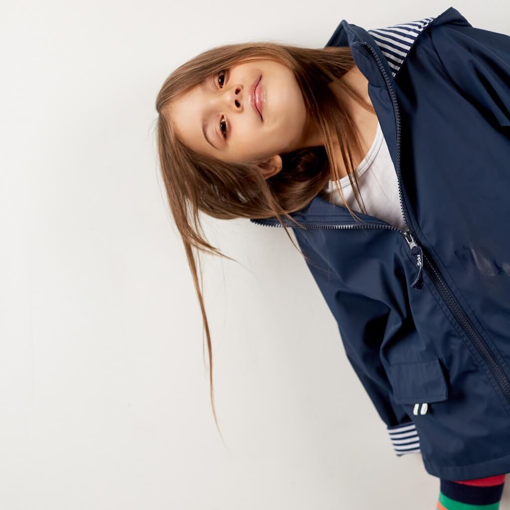 Navy Blue Zip Unisex Raincoat